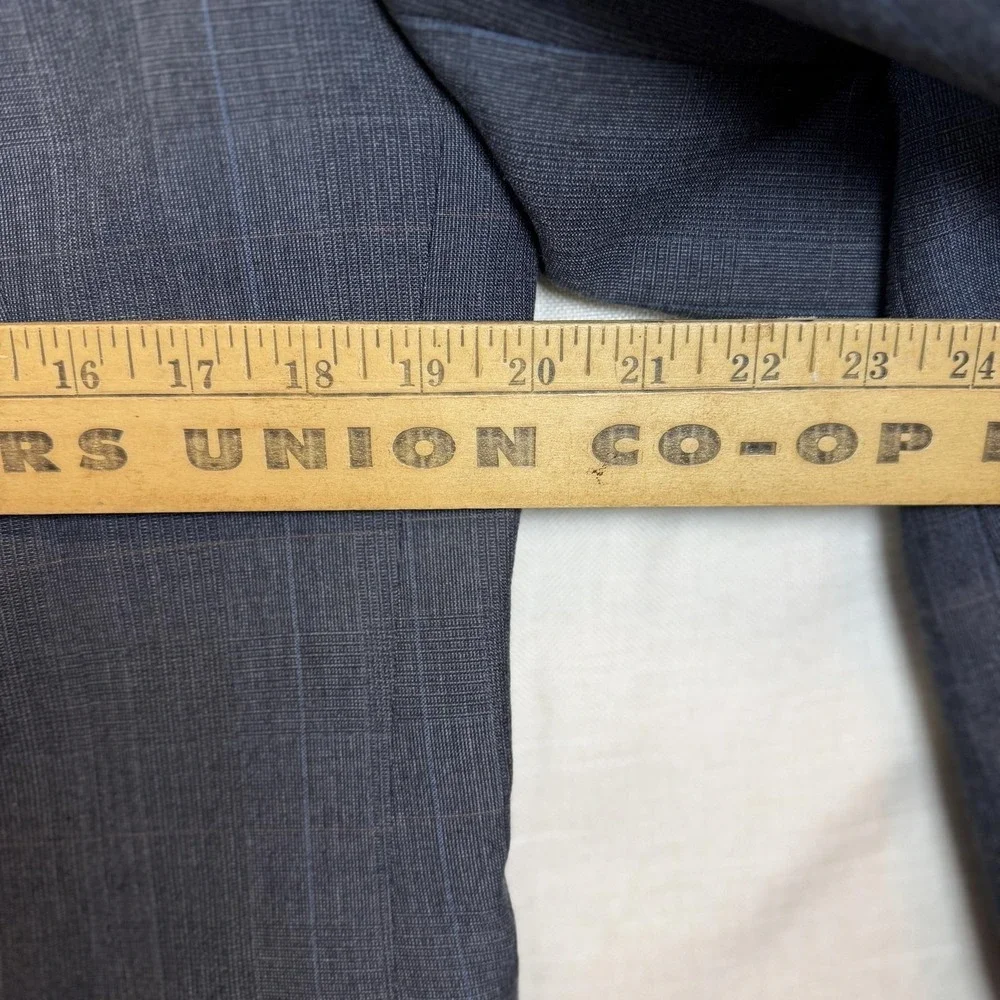Vintage Bill Blass Suit Jacket Mens 44 Gray Plaid Wool 2 Button Made USA Classic